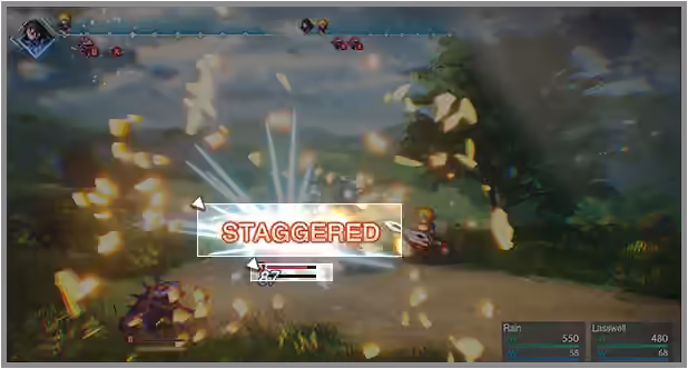 In-game help showing an enemy stagger gauge